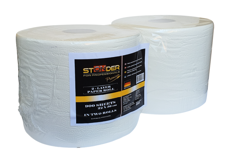 STONDER Softy papīrs, 22cm x 36cm, 900 loksnes, 2 slāņi, balts, 2gab (cena par 1gab)